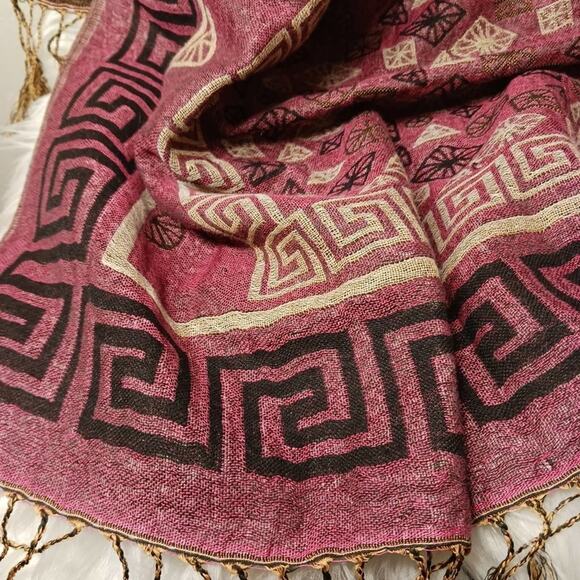Pashmina 68" x 25" EXOTIC Maroon & Gold Shoulder Wrap Shawl LARGE